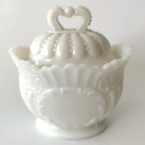 IMPERIAL 1950 Belknap Collection Milk Glass FRONTED COVERED SUGAR Bowl